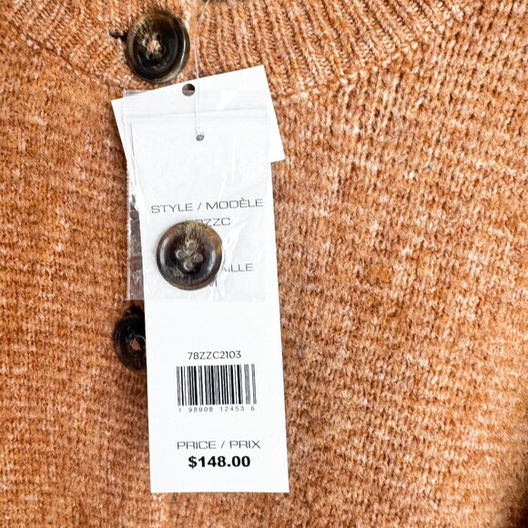 French Connection Camel Beige Classic Thick Tight KNit Cardigan M - Picture 4 of 6